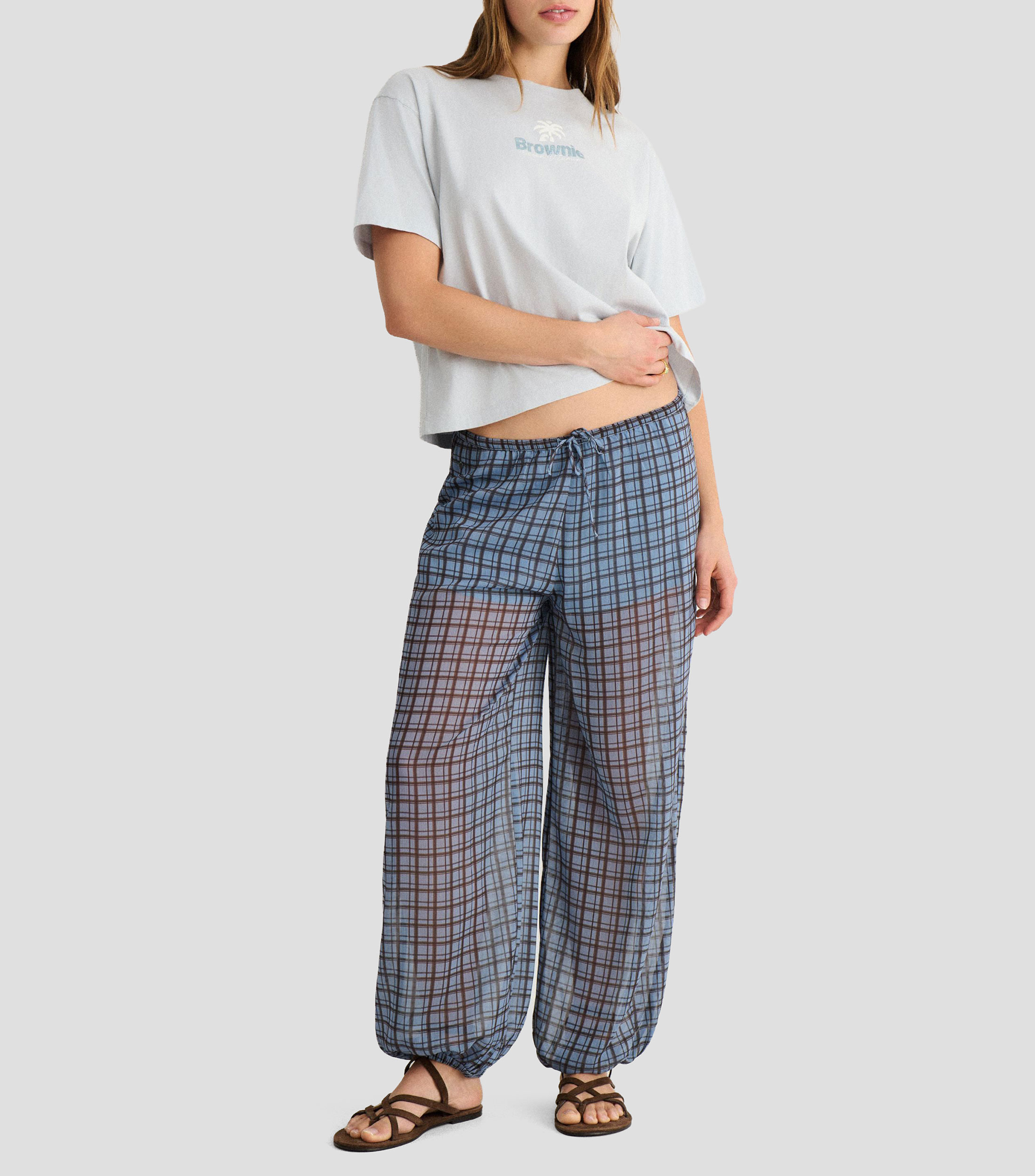 Playera cuello redondo manga corta con estampado Mujer